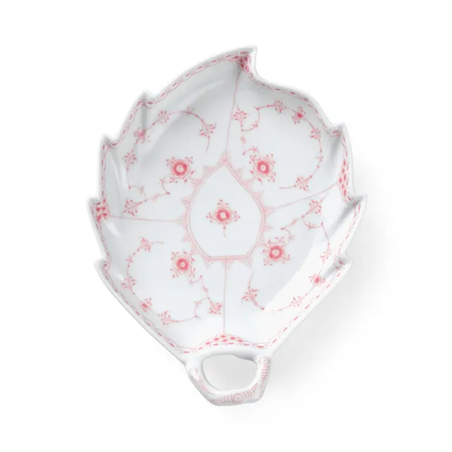 Kgl. Porcelæn Koral Musselmalet Halvblonde fad 23 cm bladformet