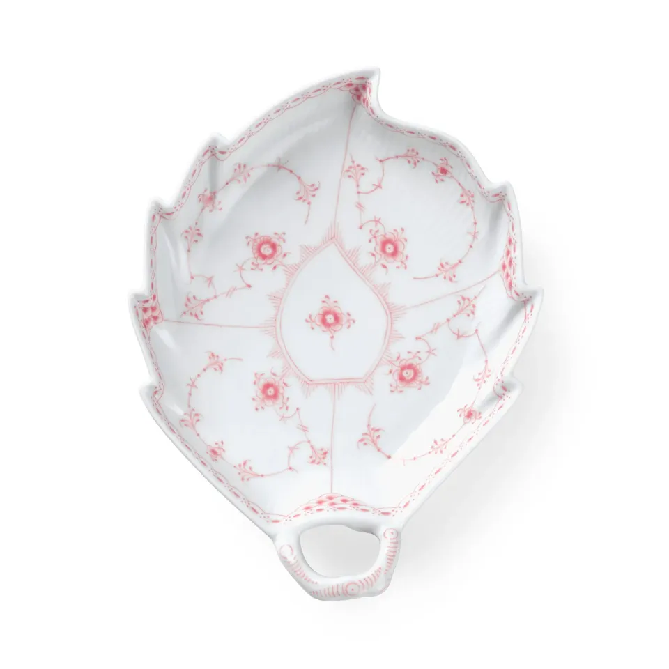 Kgl. Porcelæn Koral Musselmalet Halvblonde fad 23 cm bladformet