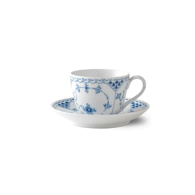 Kgl. Porcelæn Musselmalet Halvblonde kop underkop 20 cl palmet