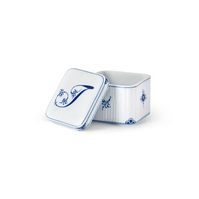 Kgl. Porcelæn Alfabet bonbonniere T 13 cl håndmalet