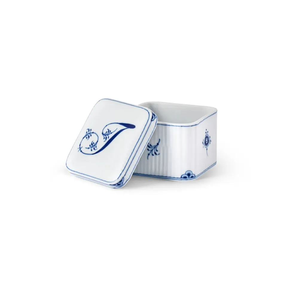 Kgl. Porcelæn Alfabet bonbonniere T 13 cl håndmalet