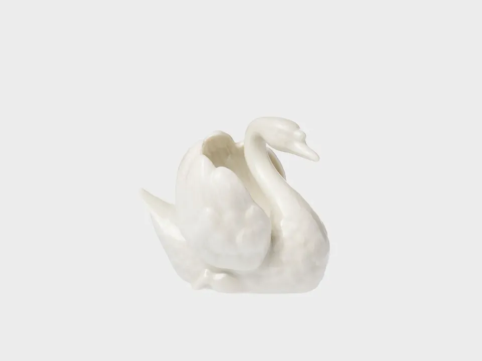 Nymphenburg Kleiner Schwan porcelænsfigur sort-hvid