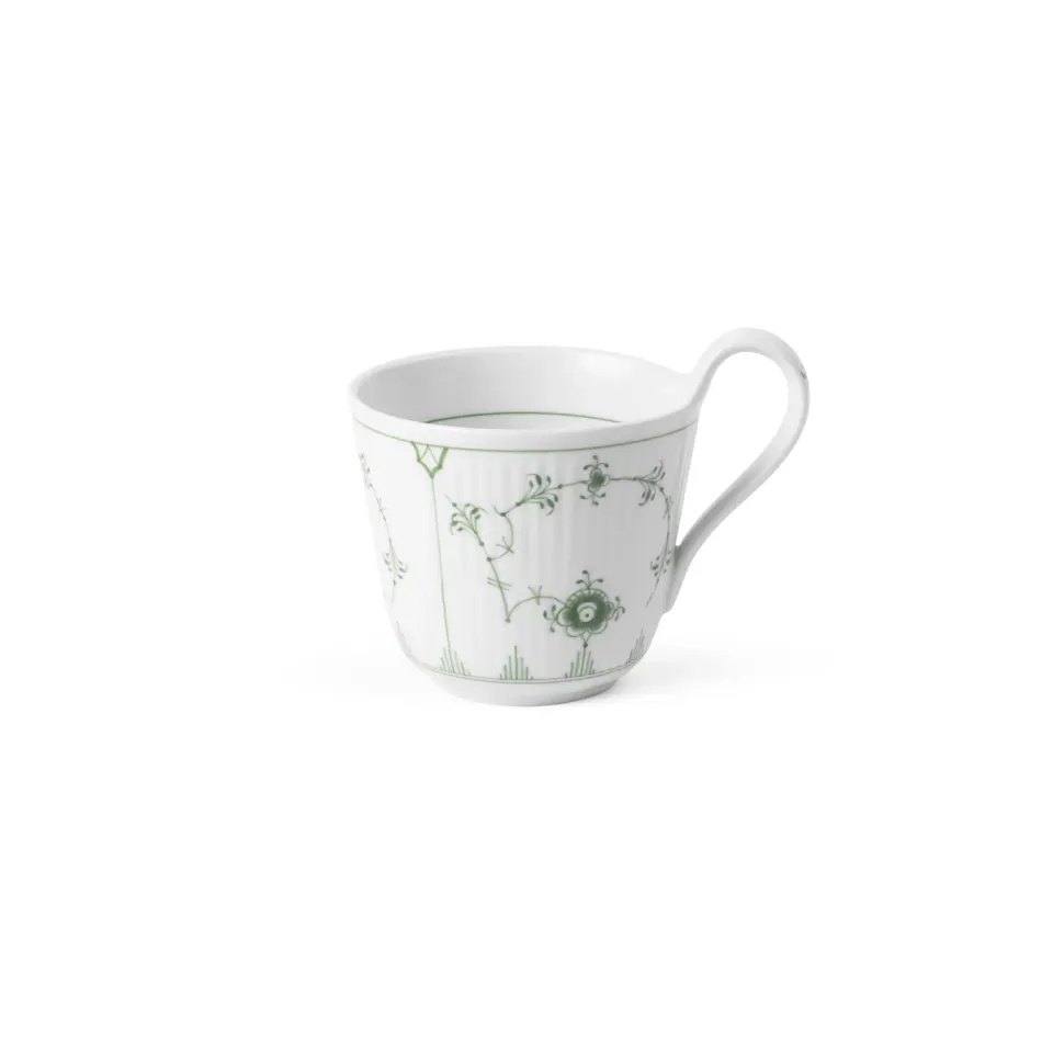 Kgl. Porcelæn Grøn Musselmalet Riflet højhankskop 33 cl grøn