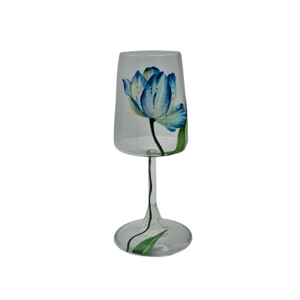 Les Ottomans Tulipano glas håndmalet blomst