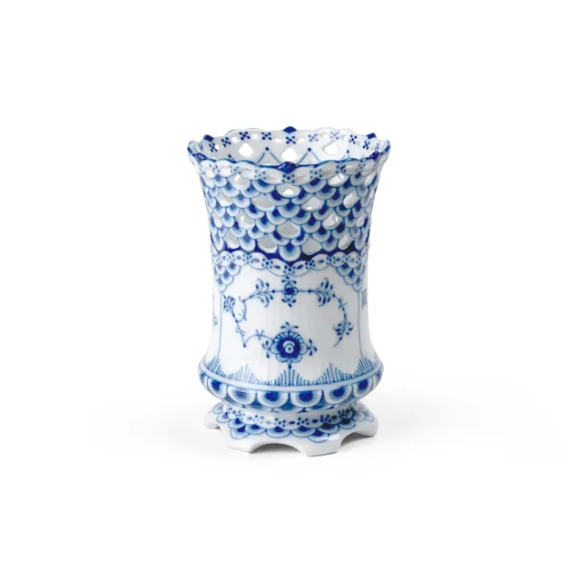 Kgl. Porcelæn Musselmalet Helblonde vase 11 cm blå