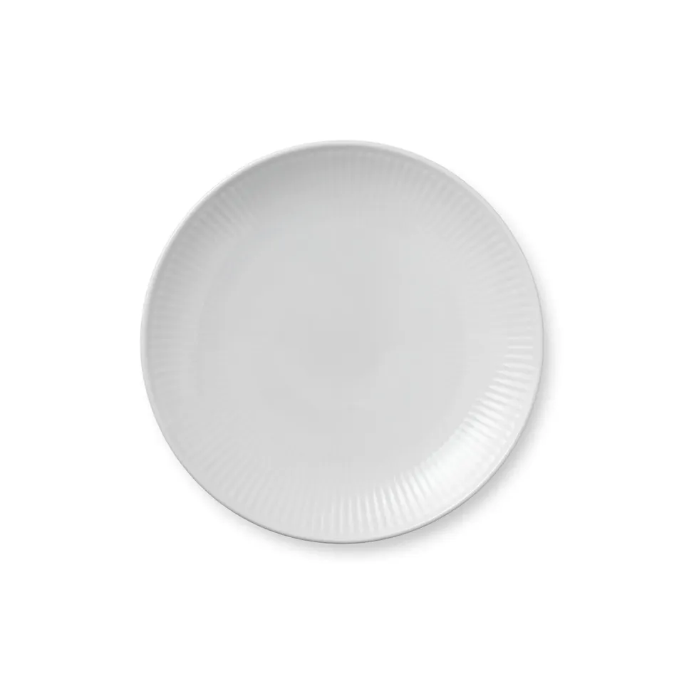 Royal Copenhagen Hvid Riflet tallerken coupe 19 cm hvid