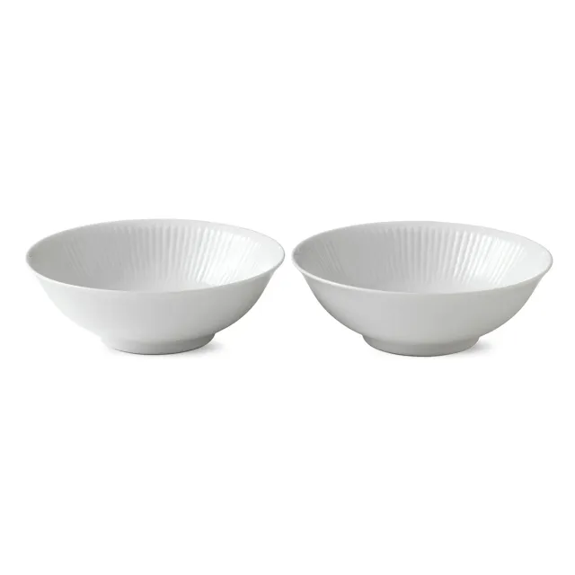 Kgl. Porcelæn Hvid Riflet skål 35 cl 2 stk hvid