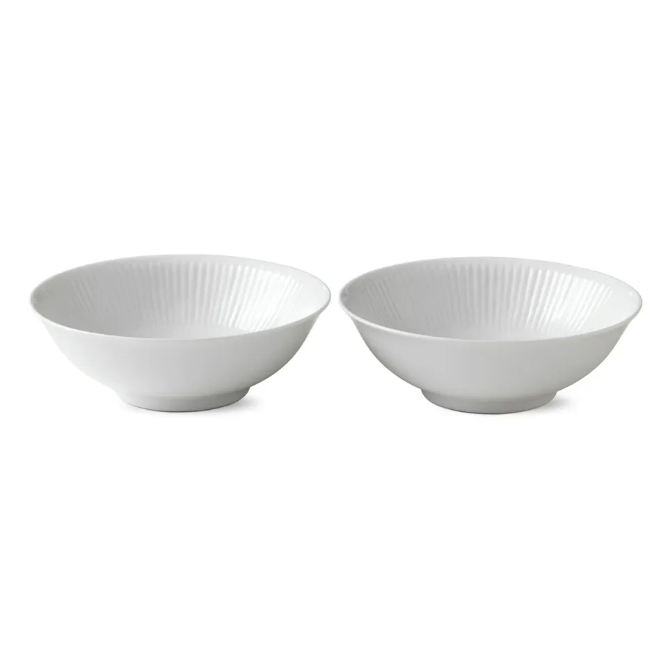 Kgl. Porcelæn Hvid Riflet skål 35 cl 2 stk hvid