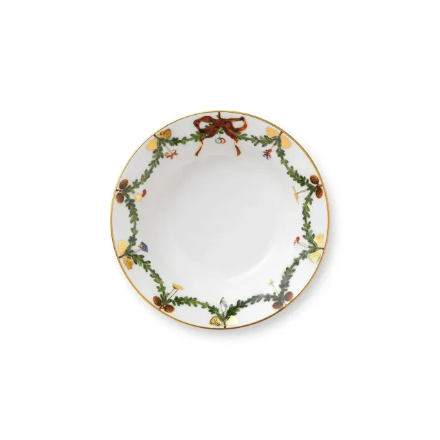 Kgl. Porcelæn Stjerne Riflet Jul dyb tallerken 17 cm