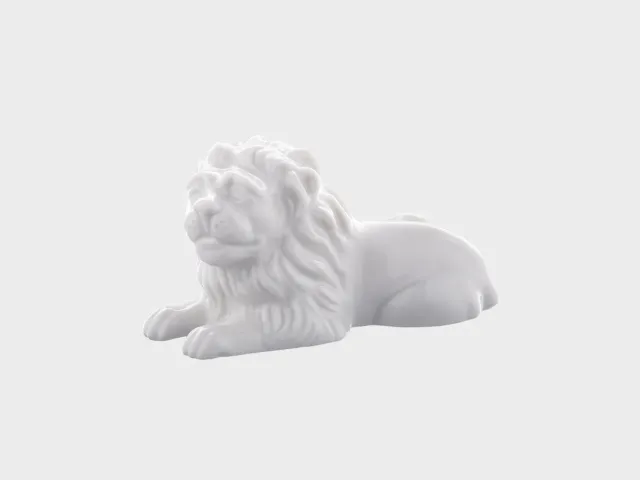 Nymphenburg Løwe porcelænsfigur hvid håndlavet