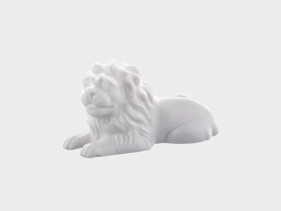 Nymphenburg Løwe porcelænsfigur hvid håndlavet
