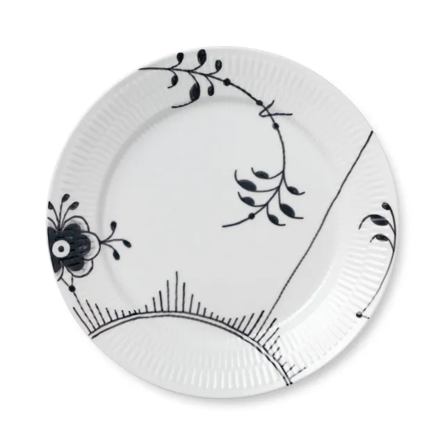 Kgl. Porcelæn Sort Mega Riflet tallerken 27 cm dek 2