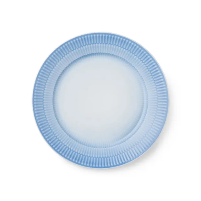 Kgl. Porcelæn Iris tallerken 22 cm blå riflet