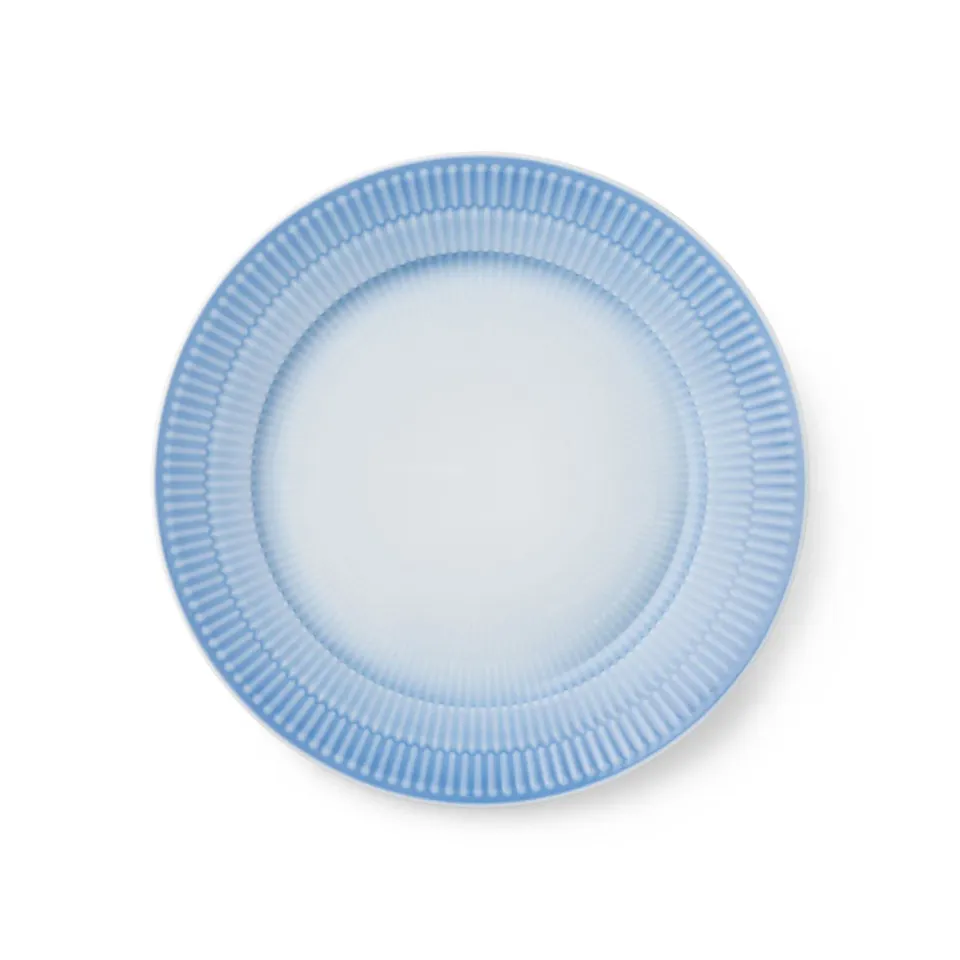 Kgl. Porcelæn Iris tallerken 22 cm blå riflet