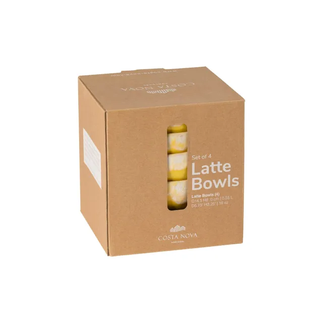 Costa Nova Latte Bowls skåle 4 stk gul reaktiv glasur