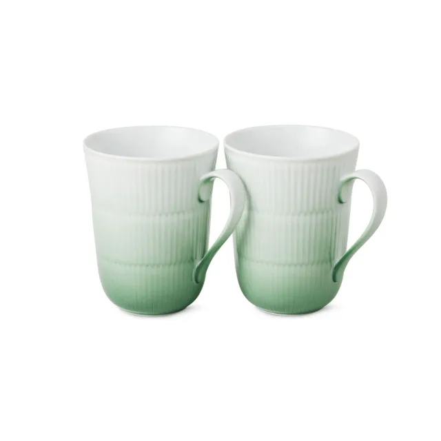 Royal Copenhagen Iris Kop Grøn 36 cl 2 stk riflet