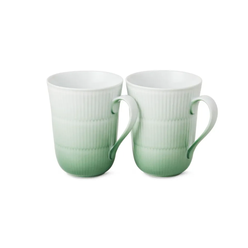 Royal Copenhagen Iris Kop Grøn 36 cl 2 stk riflet