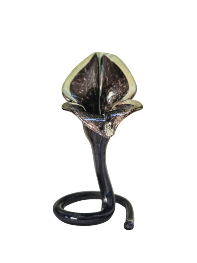 Les Ottomans Black Orchid fyrfadsstage glas sort